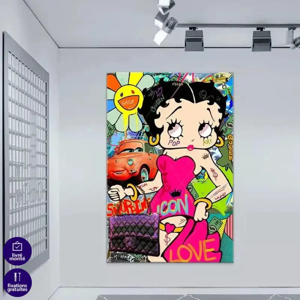 Tableau Street Art Betty Boop Love - Montableaudeco