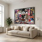 Street Art Canvas with black floating frame, premium design finish