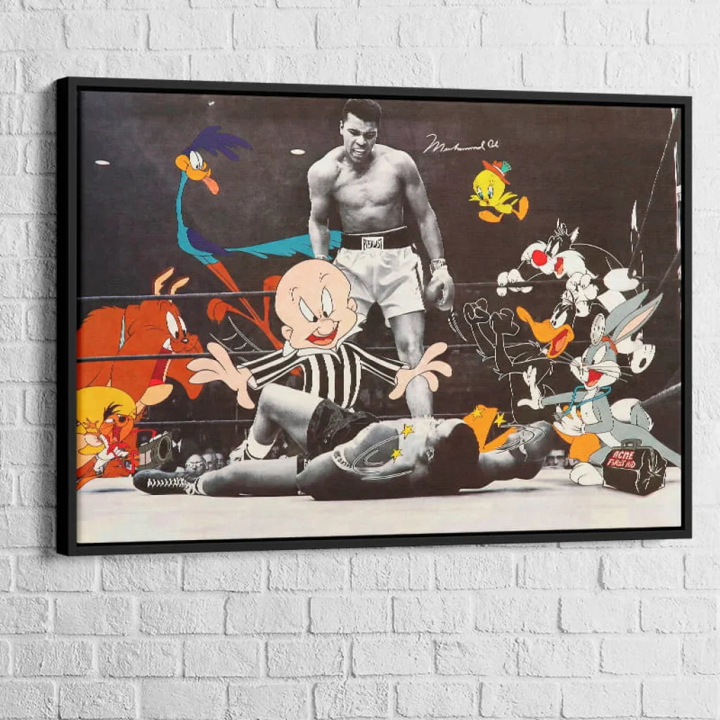 Toile murale boxe pop culture style urbain et graphique couleurs vives