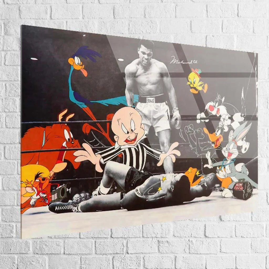Toile tendue boxing pop culture en style collage street art premium