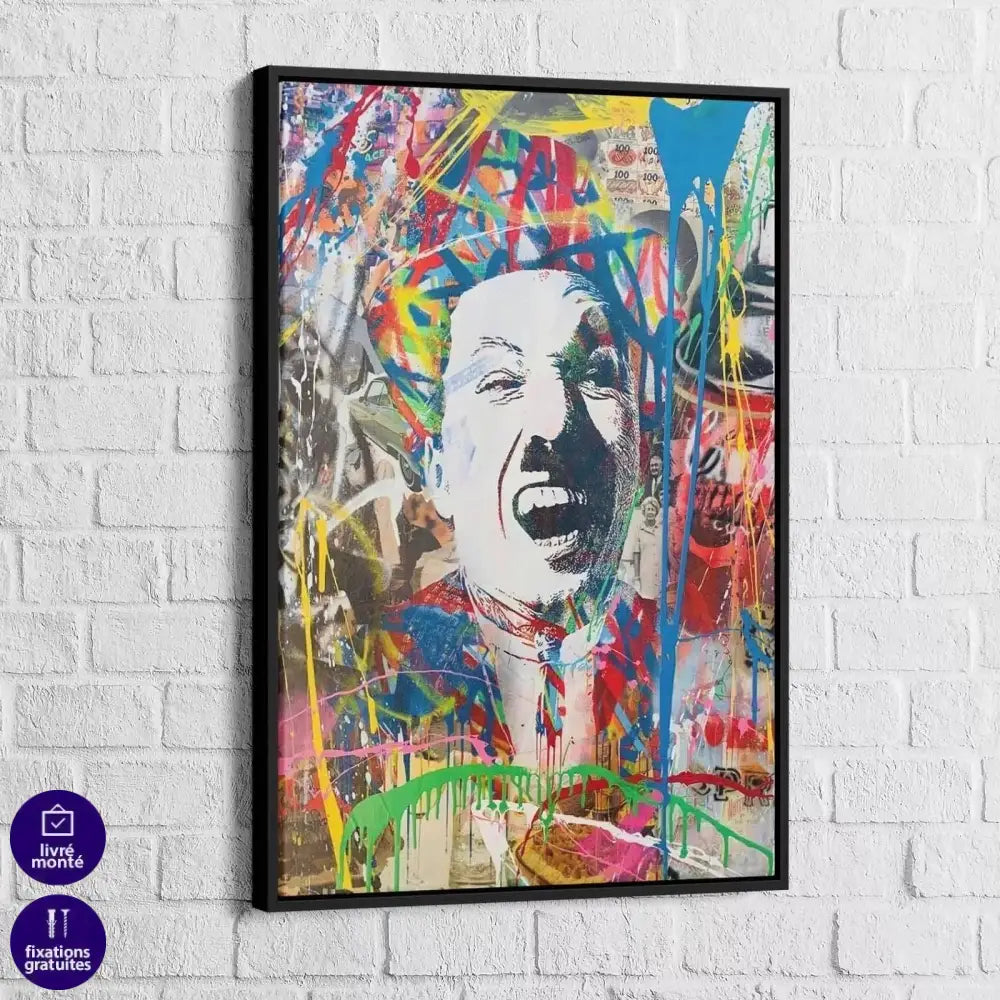 Tableau Street Art Charlie Chaplin Big Smile - Montableaudeco
