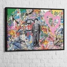 tableau street art cœur rose cadre noir