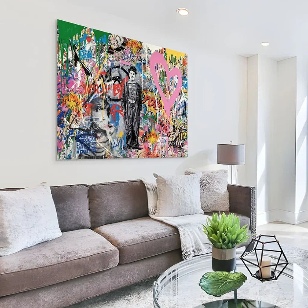 tableau décoration murale cœur rose urbain