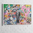 tableau street art Charlie Chaplin cadre blanc