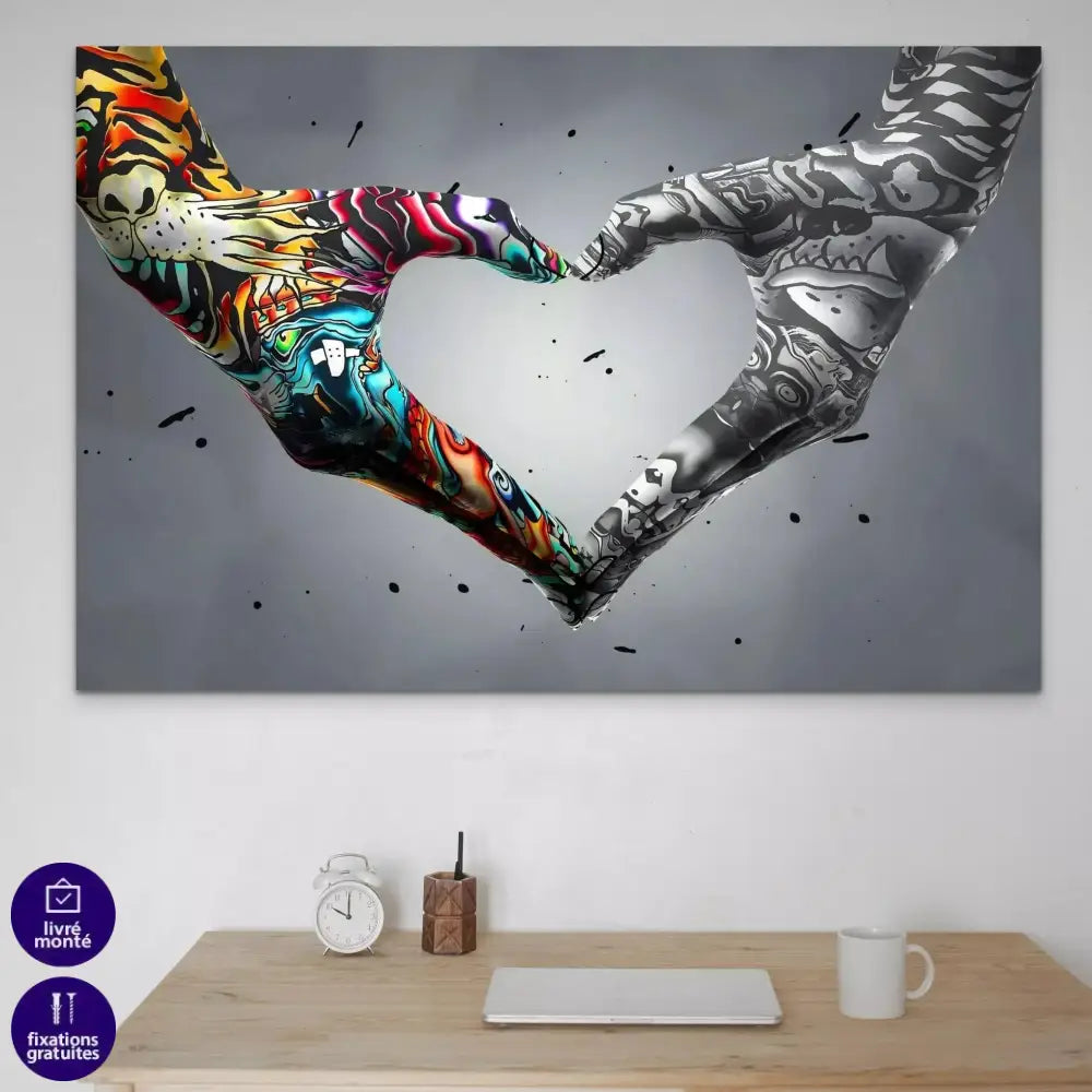 Tableau Street Art Coeur sur la main - Montableaudeco
