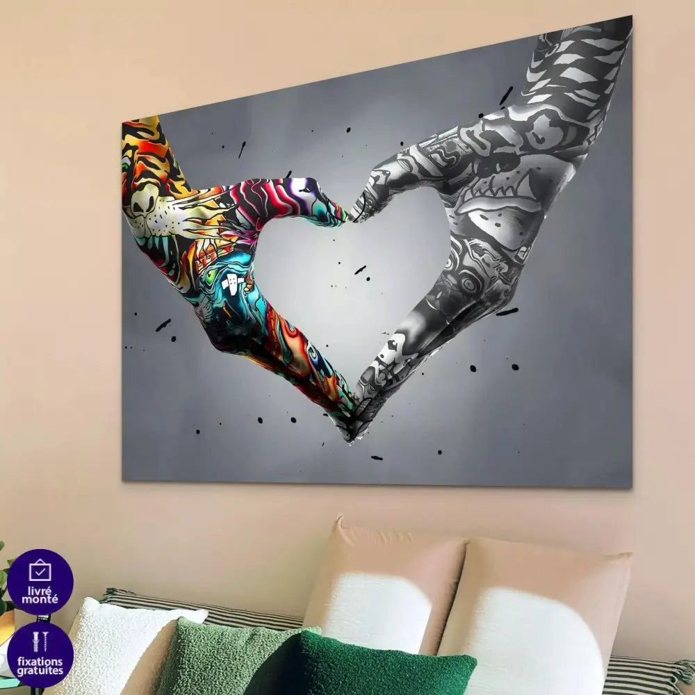 Tableau Street Art Coeur sur la main - Montableaudeco