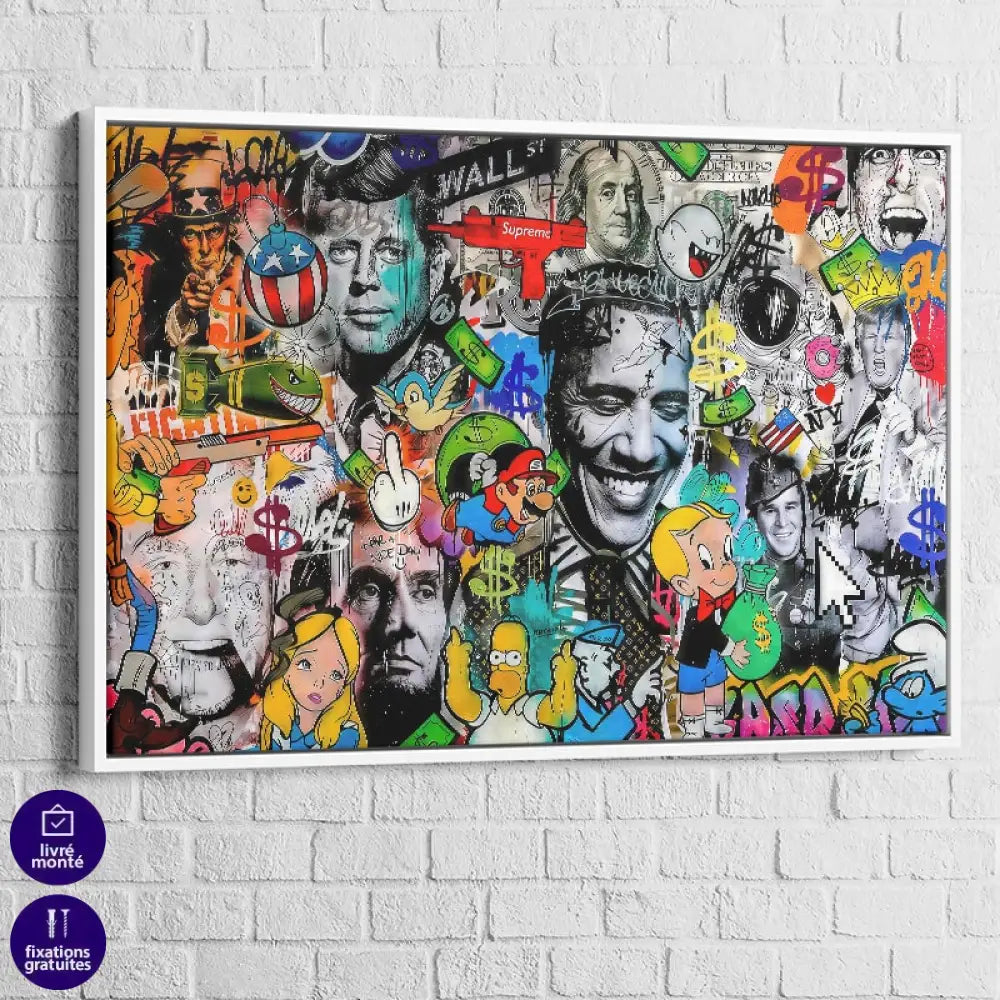 Tableau pop culture américaine en style graffiti urbain


