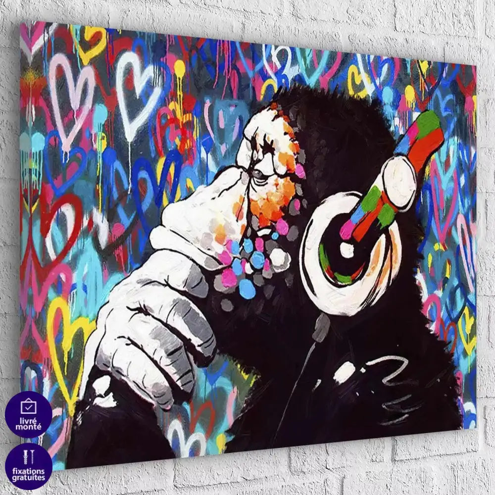 Tableau Street Art DJ Monkey - Montableaudeco