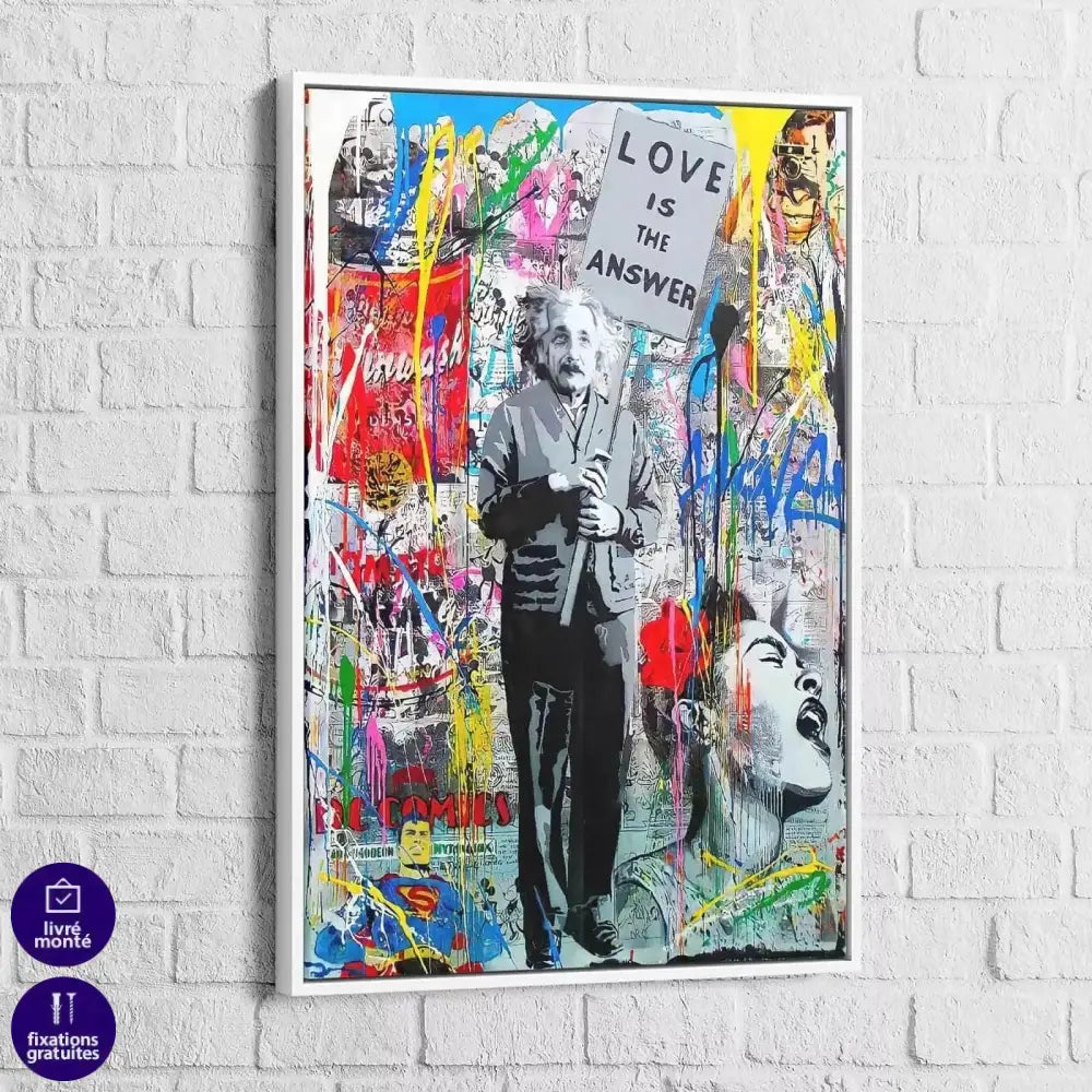 Tableau Street Art Einstein L'amour est la Réponse - Montableaudeco
