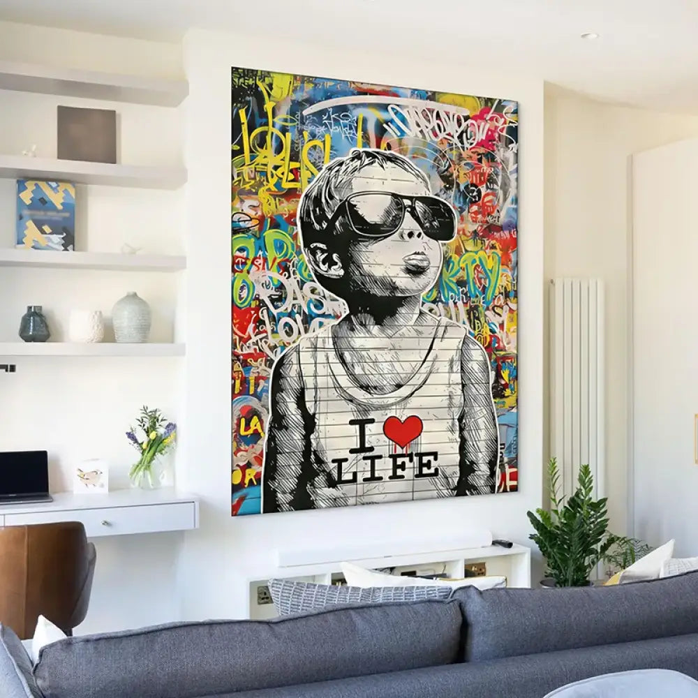 Tableau graffiti pop art enfant cool art urbain décoratif