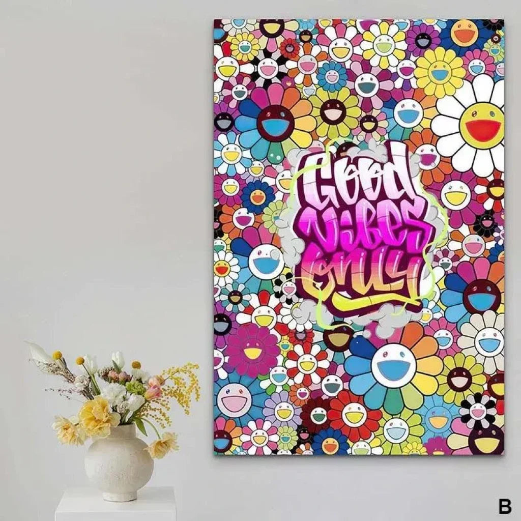 Tableau Street Art Graffiti Good Vibes - Montableaudeco