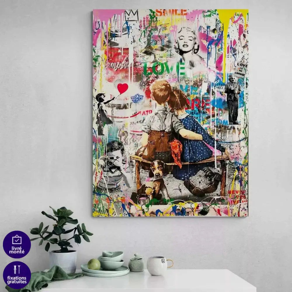 Tableau Street Art Jeunesse Amoureuse - Montableaudeco