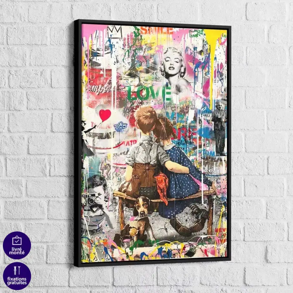 Tableau Street Art Jeunesse Amoureuse - Montableaudeco