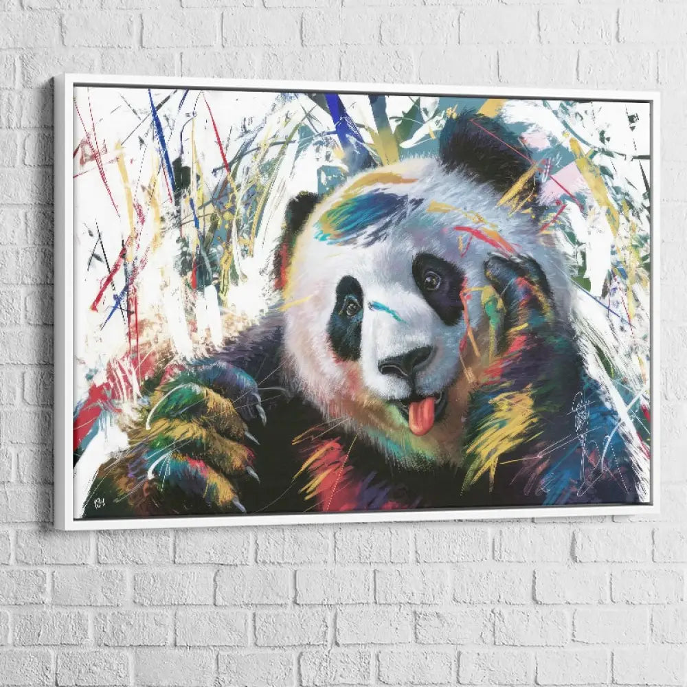 Tableau Street Art Jolie Panda 40x60cm / Cadre Blanc Tableau Street Art