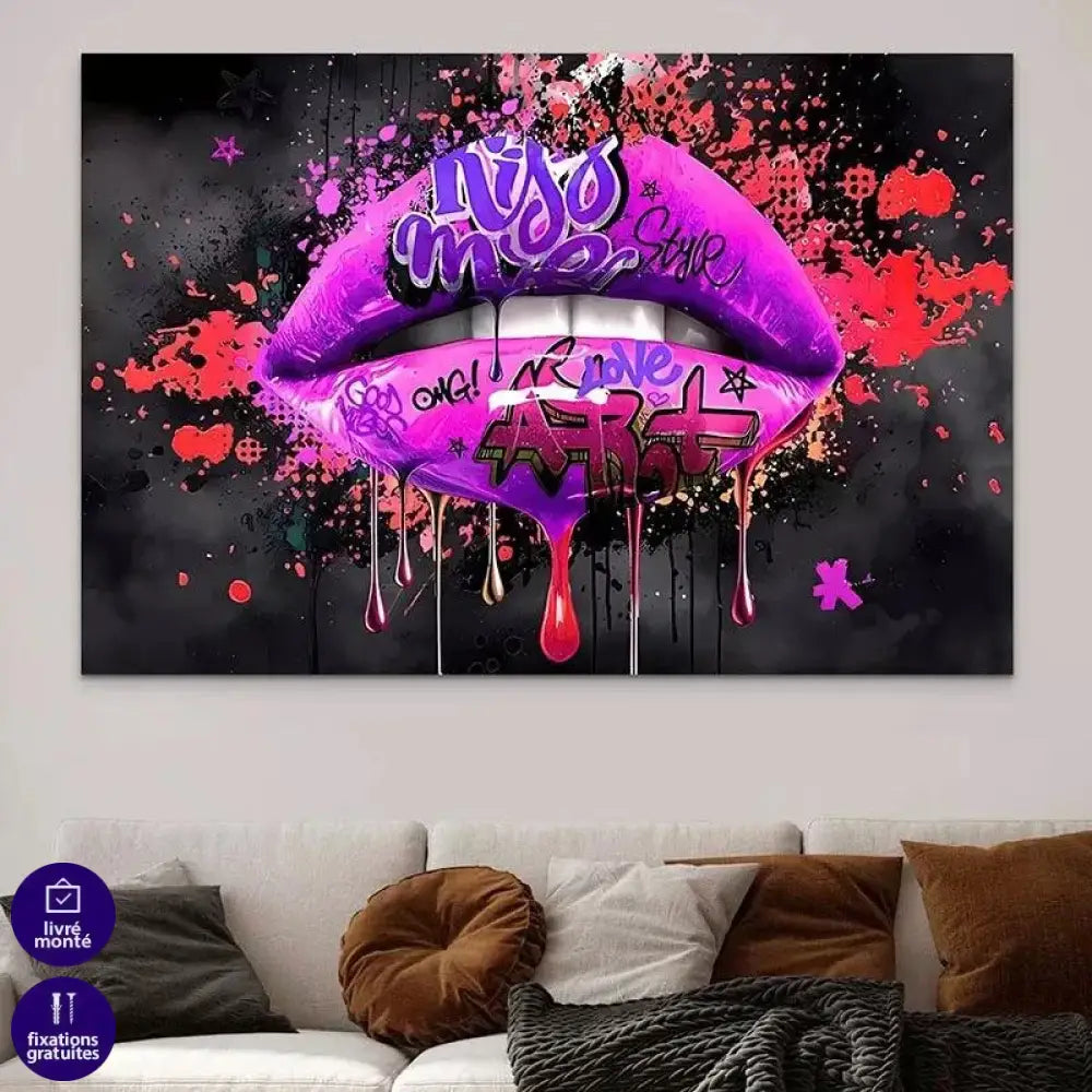 Tableau Street Art Kiss Lips - Montableaudeco
