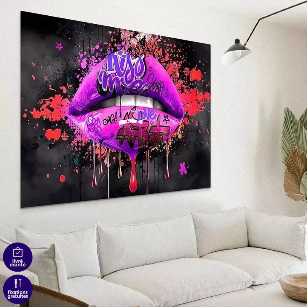 Tableau Street Art Kiss Lips - Montableaudeco