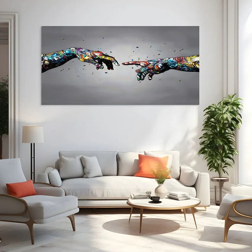 Tableau Street Art – La Création d’Adam Tableau Street Art