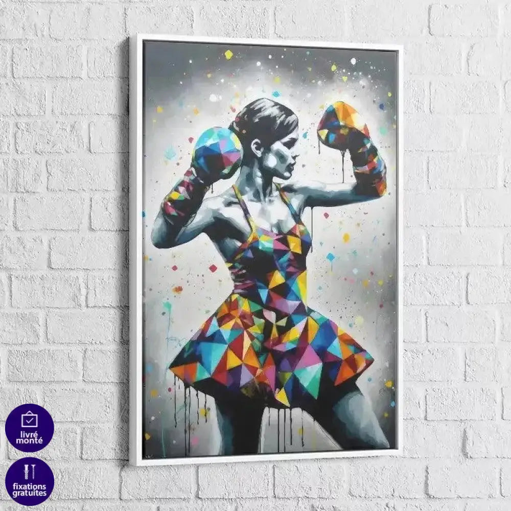 Décoration murale percutante avec une femme combattante stylisée

