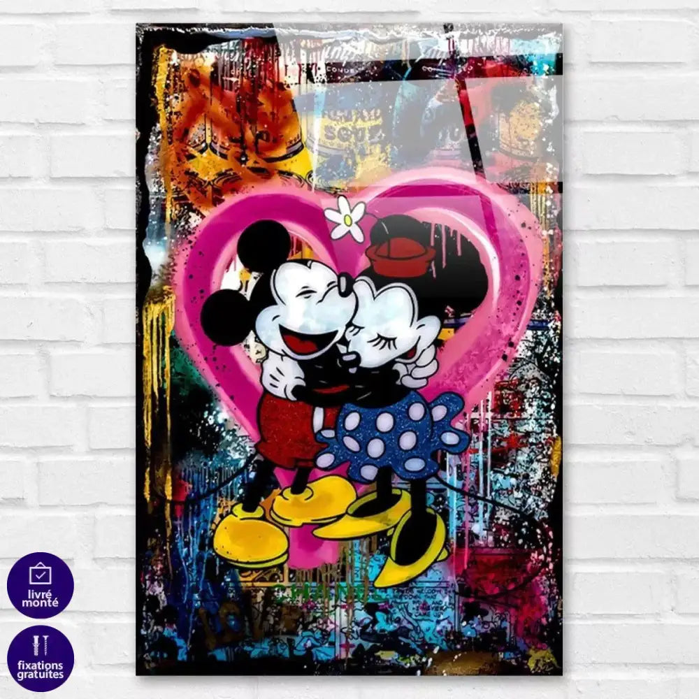 Tableau Street Art L'amour Mickey et Minnie - Montableaudeco