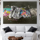 tableau street art mains graffiti sur fond noir