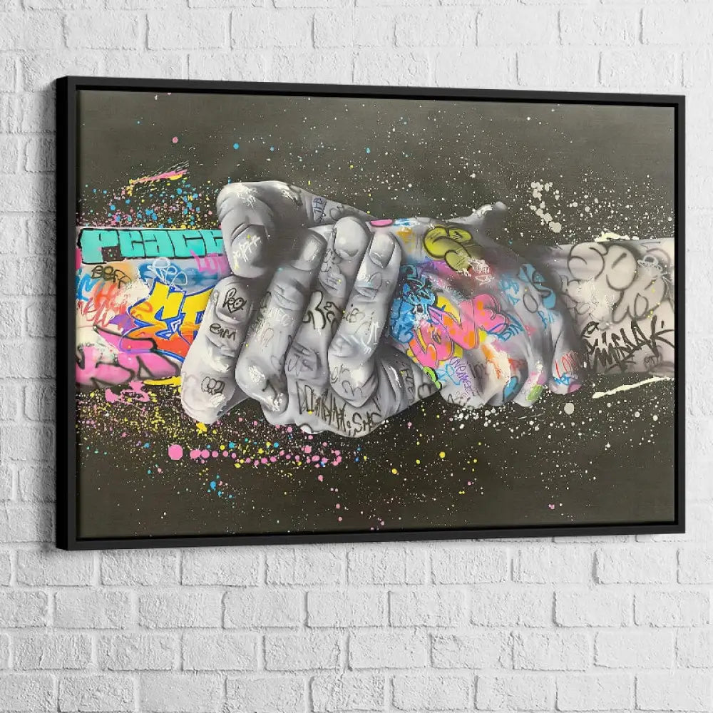 toile graffiti mains symboliques pour décoration murale