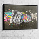 toile graffiti mains symboliques pour décoration murale