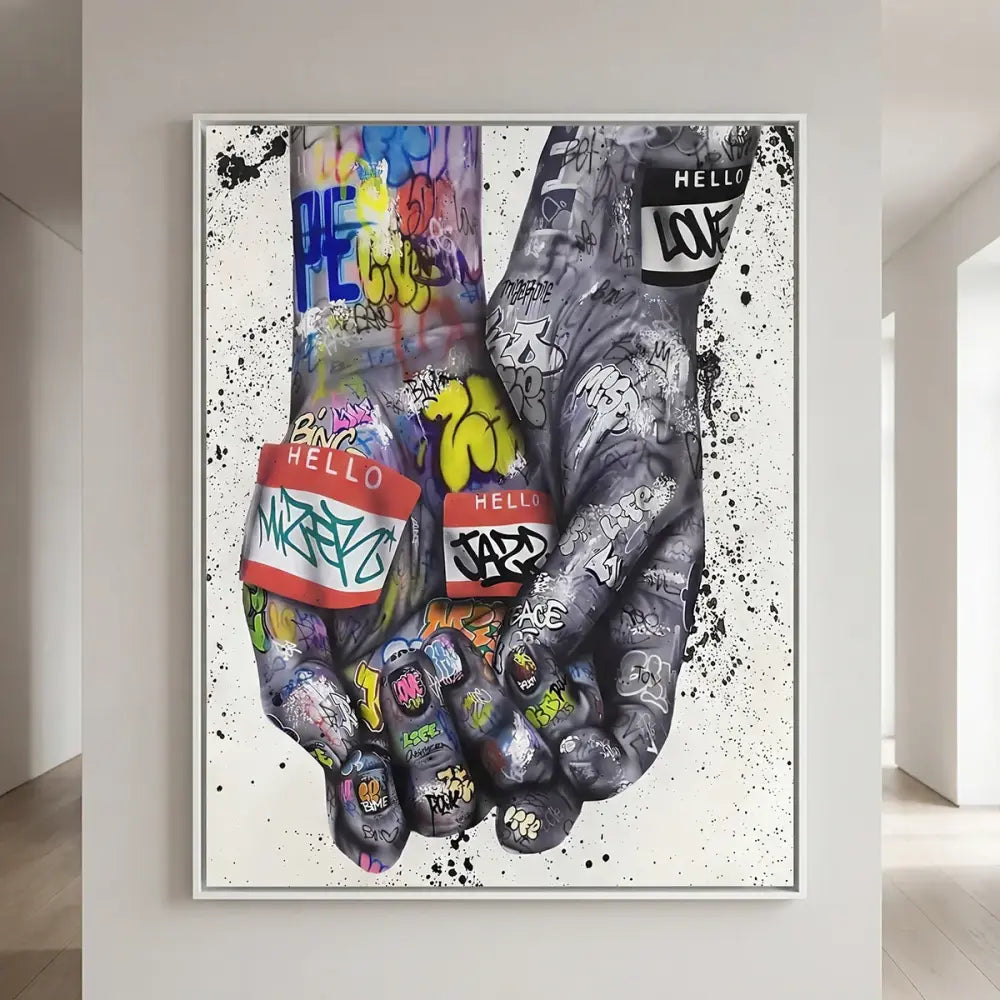 Tableau pop art mains graffiti design contemporain