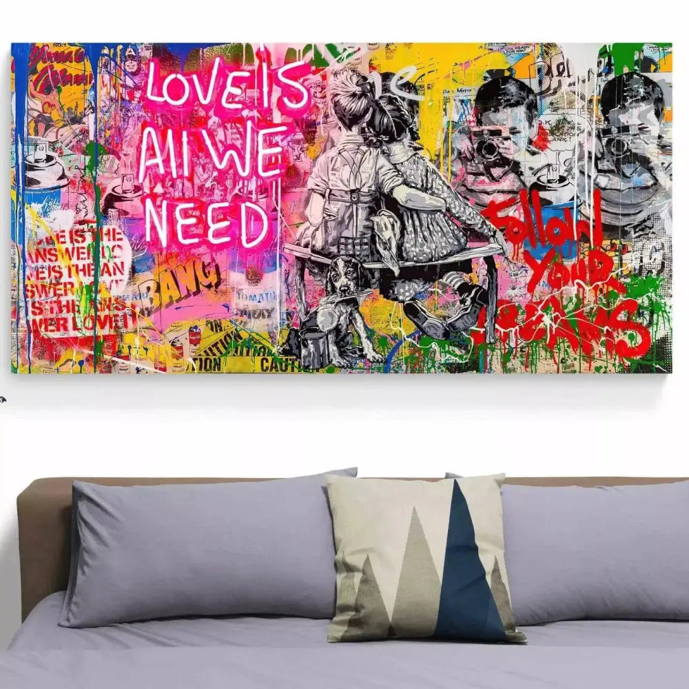 Tableau Street Art Love is all we Need - Montableaudeco