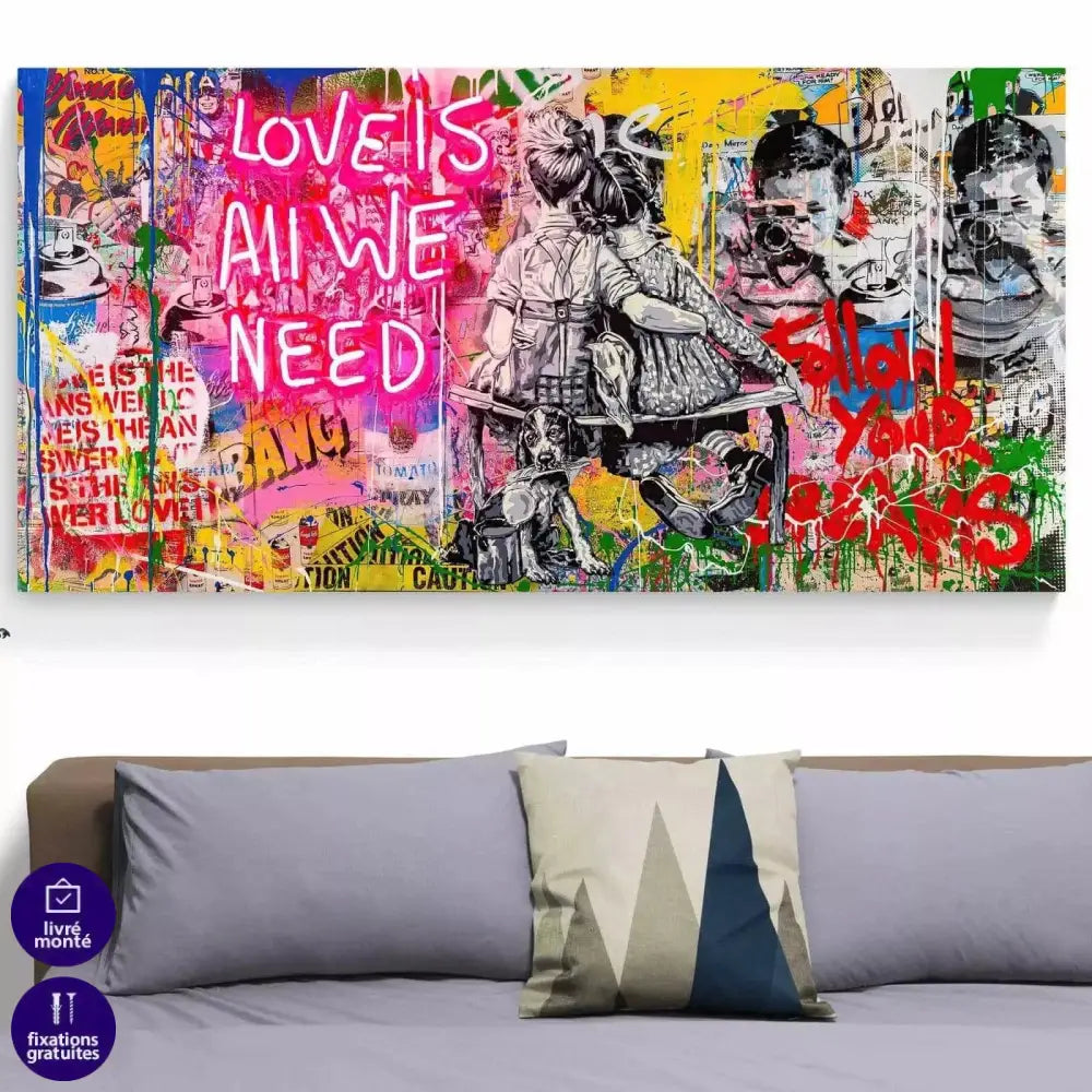Tableau Street Art Love is all we Need - Montableaudeco