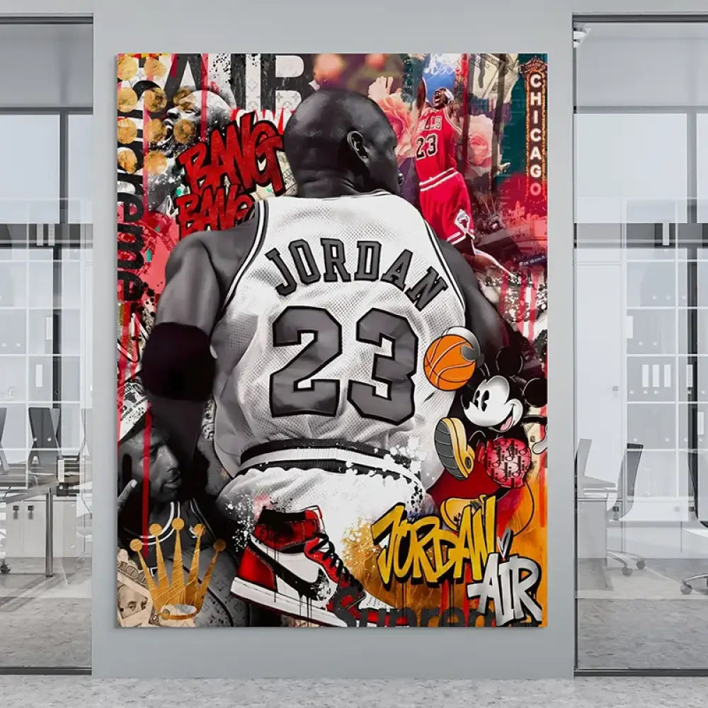 Tableau street art Michael Jordan Air, style graffiti pop art