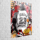 Chicago Bulls tribute painting to No. 23, graffiti textures and drips