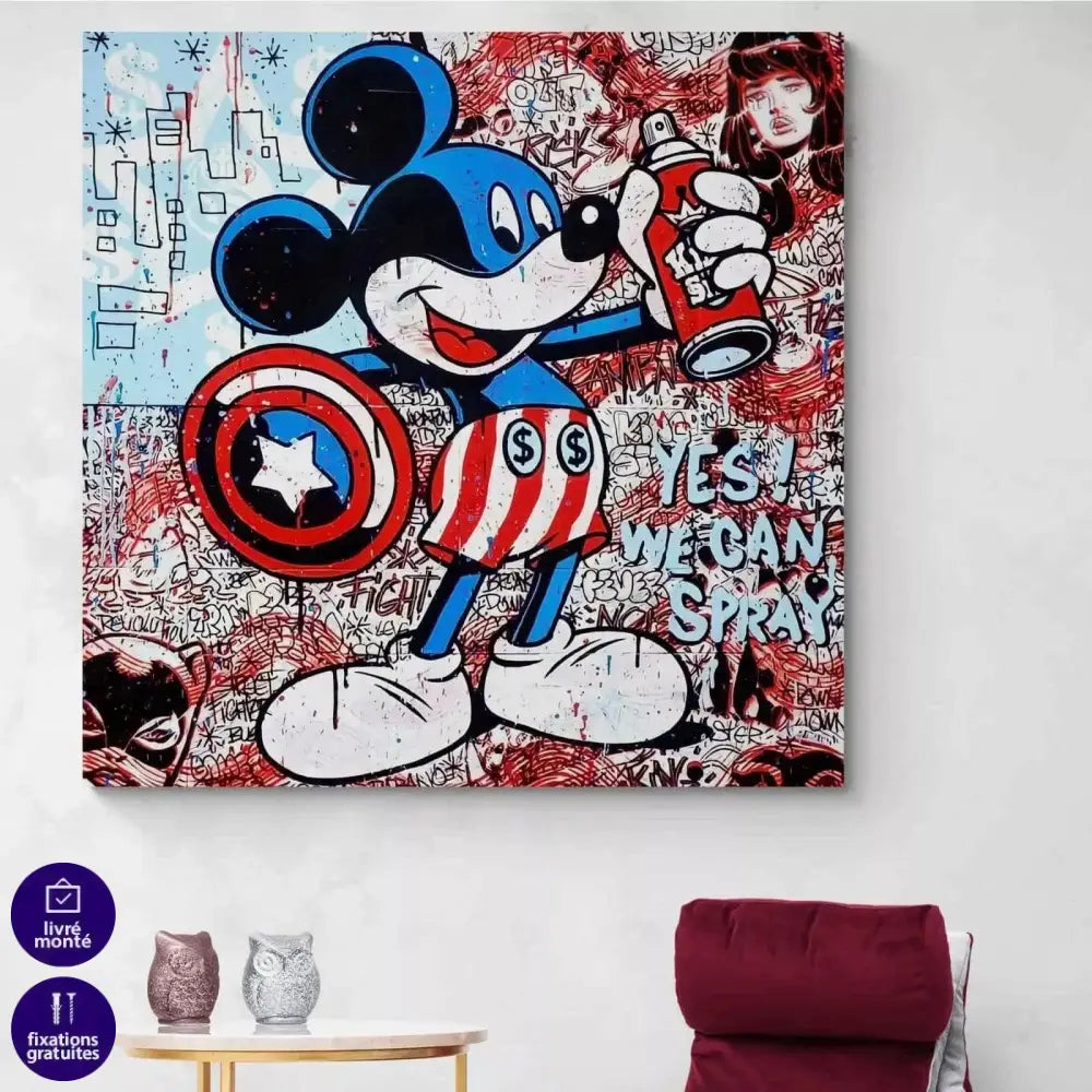 Tableau Street Art Mickey Cpt America - Montableaudeco