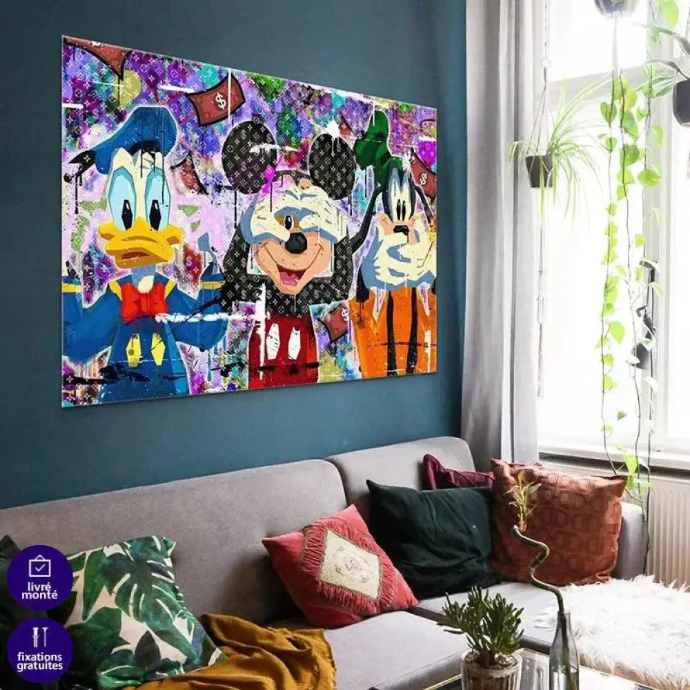 Tableau Street Art Mickey Donald Pluto - Montableaudeco