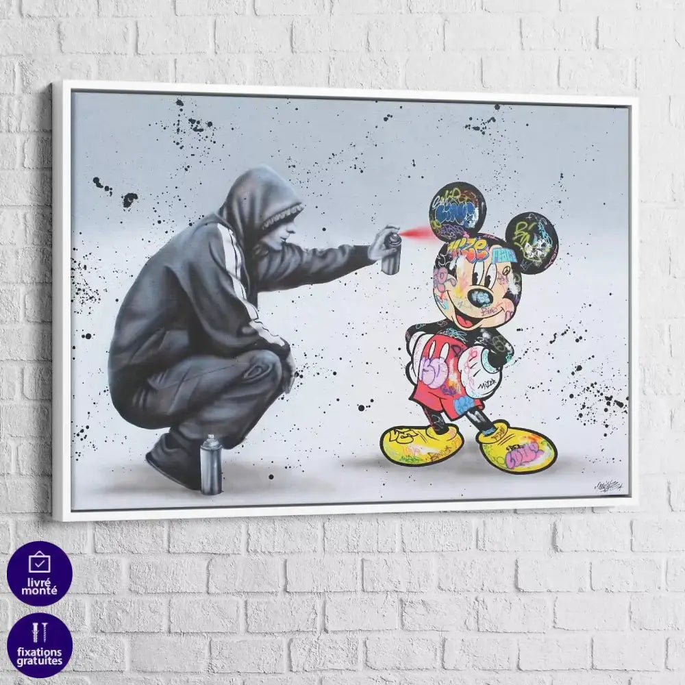 Tableau Street Art Mickey et le Graffeur - Montableaudeco