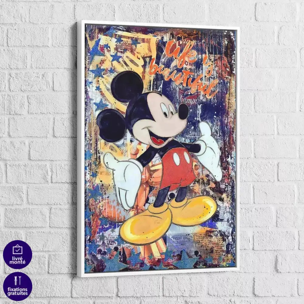 Tableau Street Art Mickey Life is Beautiful - Montableaudeco