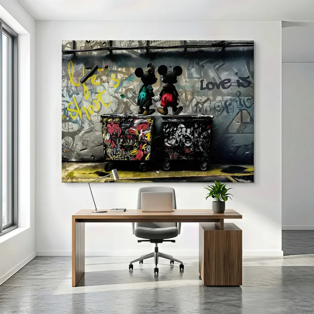 Tableau street art pop culture Mickey décor urbain