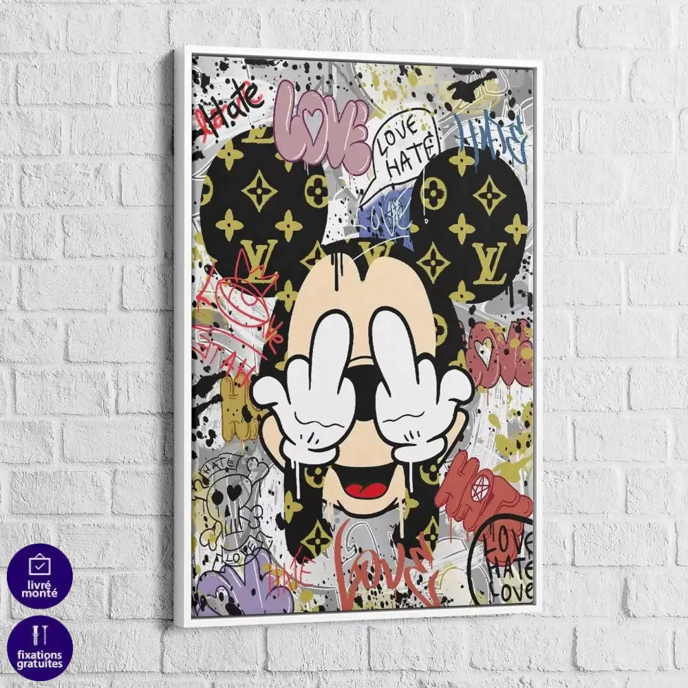 Tableau Street Art Mickey Love Hate - Montableaudeco