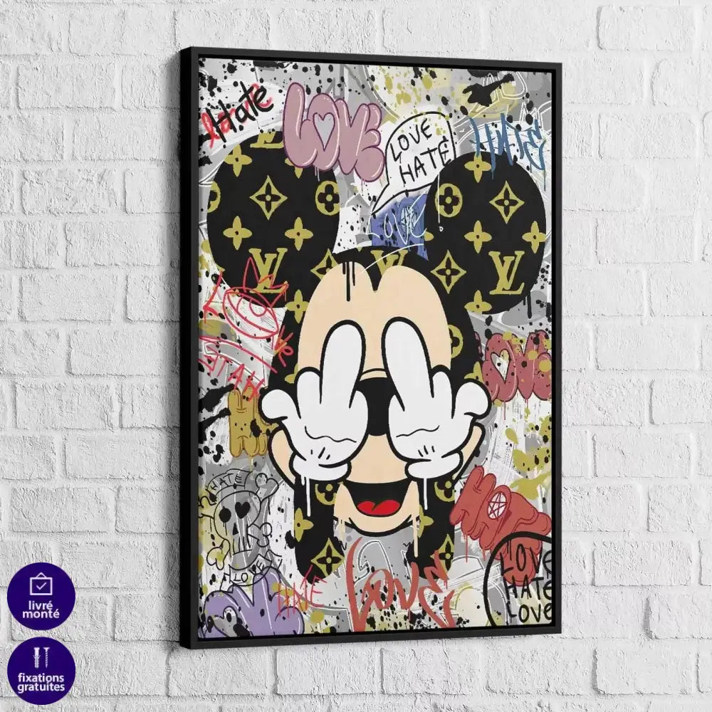 Tableau Street Art Mickey Love Hate - Montableaudeco