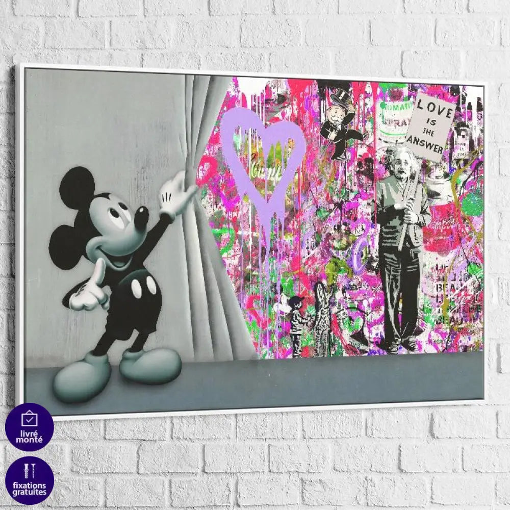 Tableau Street Art Mickey Love Is - Montableaudeco