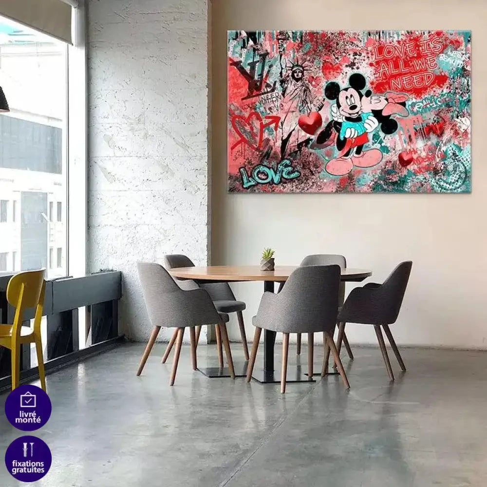 Tableau Street Art Mickey Love Is All - Montableaudeco