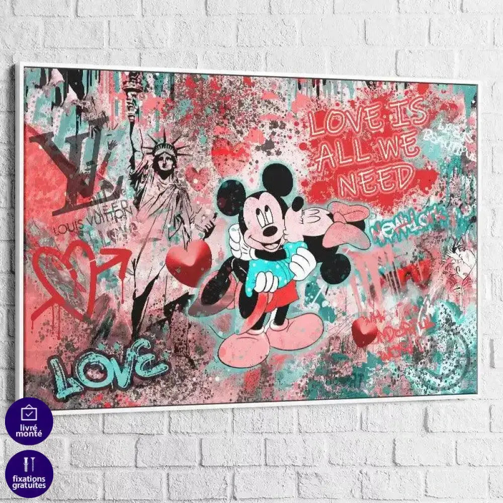 Tableau Street Art Mickey Love Is All - Montableaudeco