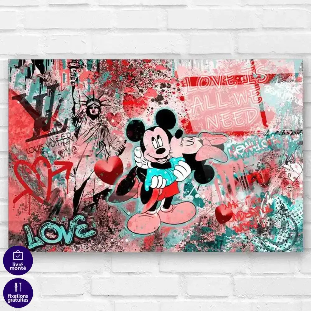 Tableau Street Art Mickey Love Is All - Montableaudeco