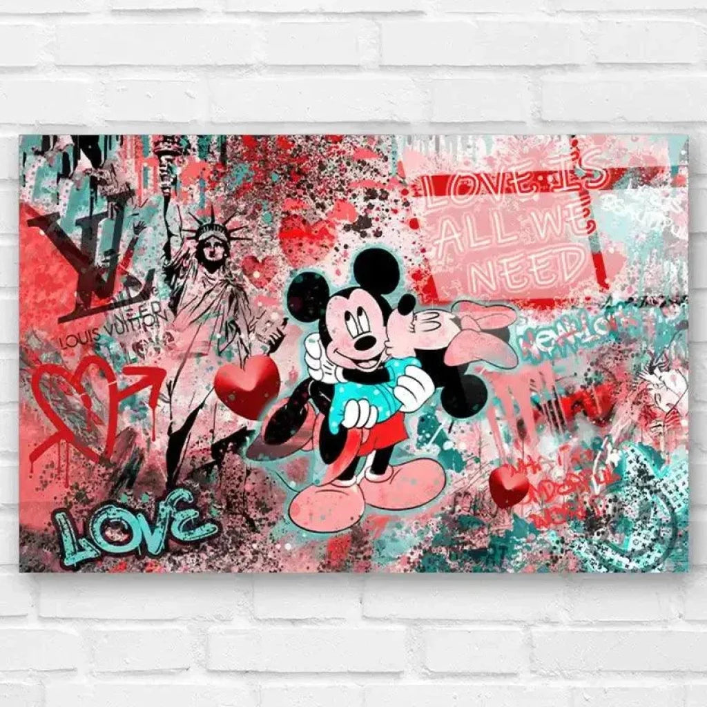 Tableau Street Art Mickey Love Is All - Montableaudeco