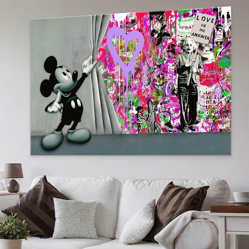 Tableau Street Art Mickey Love Is - Montableaudeco