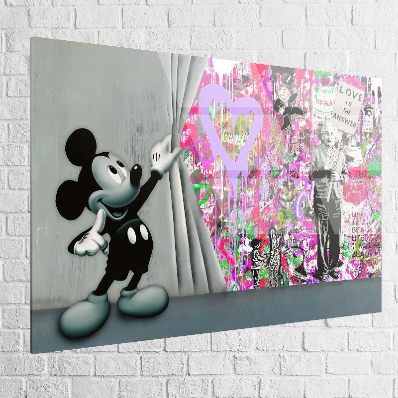 Tableau Street Art Mickey Love Is - Montableaudeco