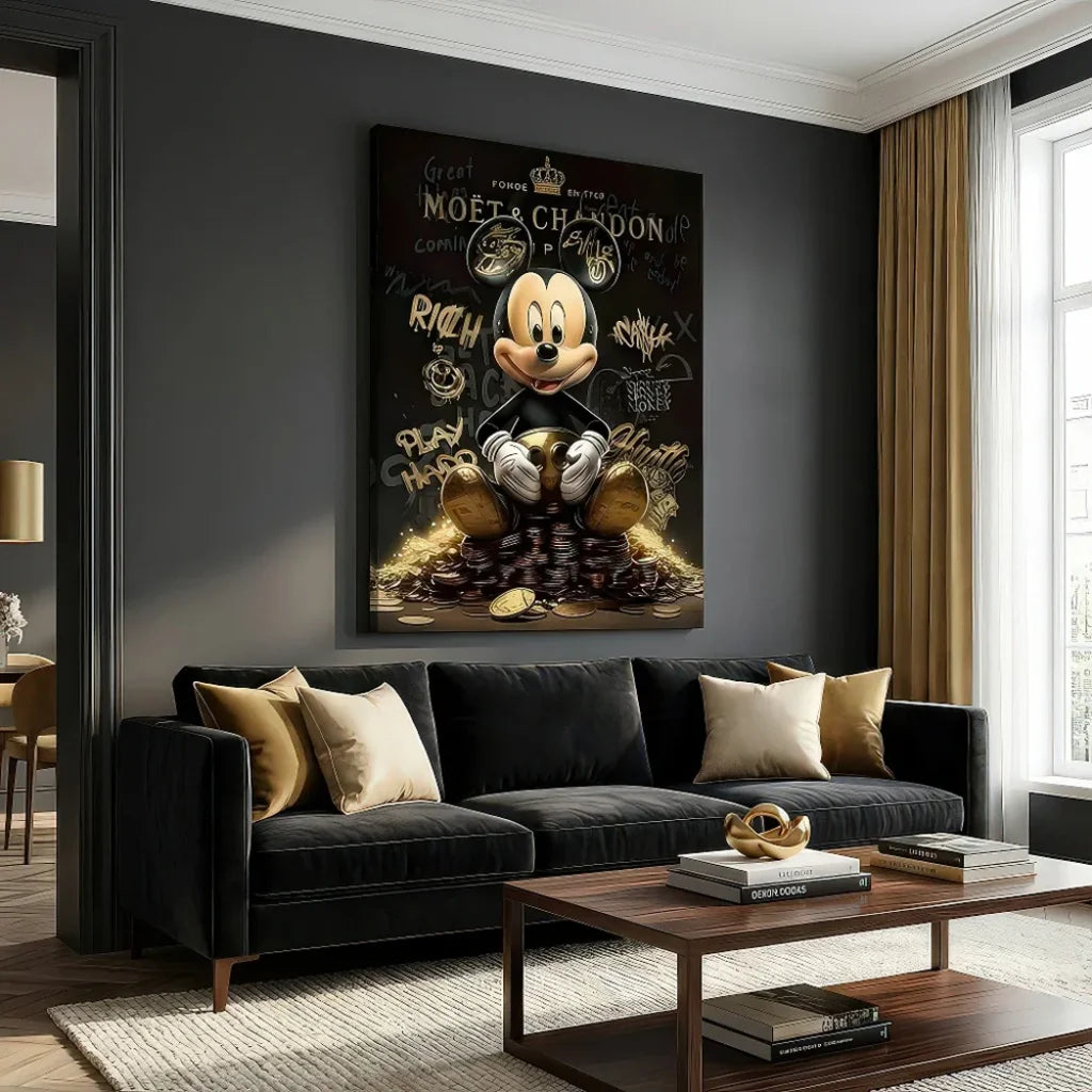 Street Art Canvas Silver and Wealth Interior Decor