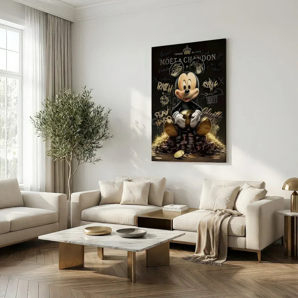 Mickey Millionaire luxury black and gold urban art painting