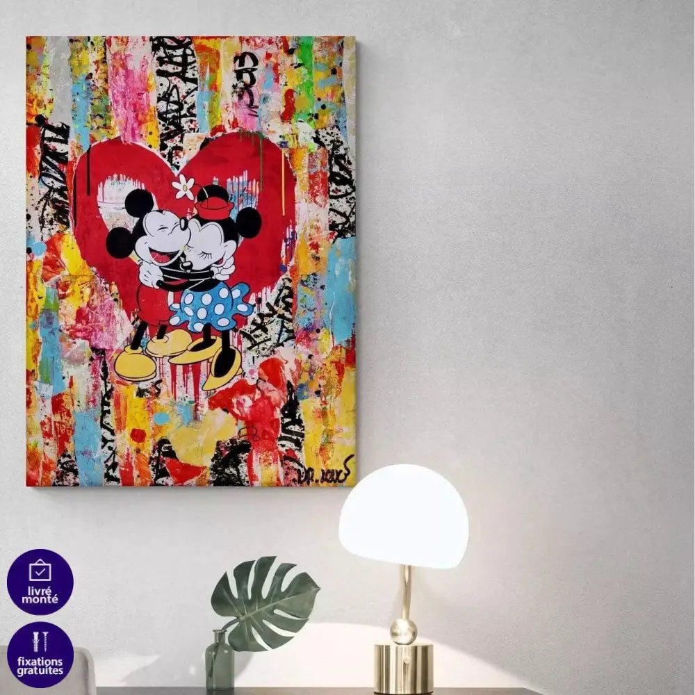 Tableau Street Art Mickey Minnie Loving - Montableaudeco