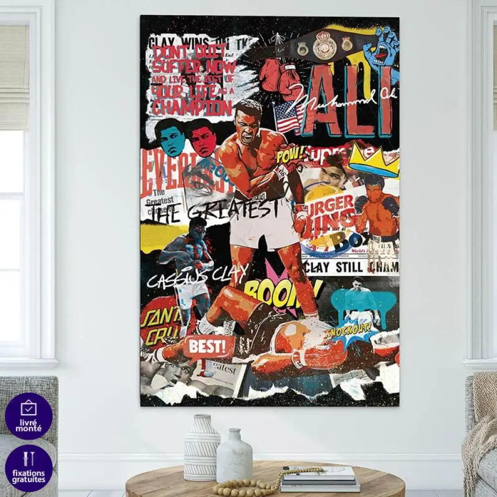 Tableau Street Art Mohamed Ali Graffiti - Montableaudeco