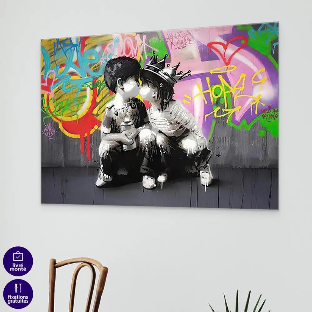 Tableau Street Art Mon Premier Amour - Montableaudeco